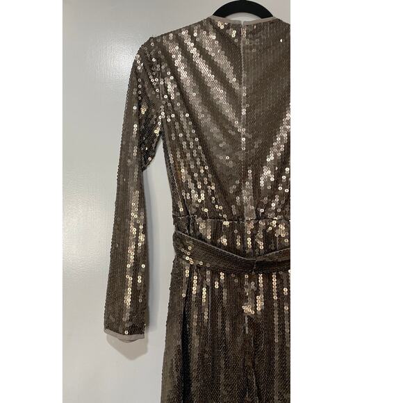 Mac Duggal Sequin Embellished Long Sleeve High Neck Mini Dress 10789 size 4 NWT - Picture 11 of 15